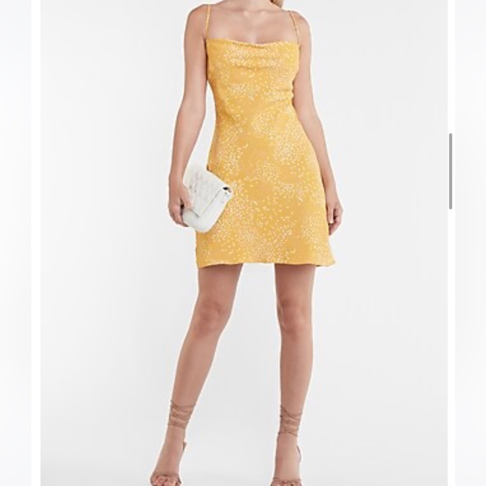 Printed Cowl Neck Mini Slip Dress